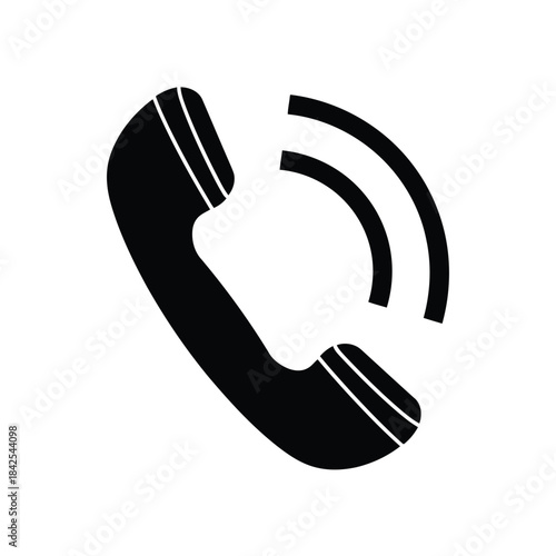 Black ringing telephone icon symbolizing incoming communication and contact