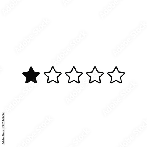 Minimalist design one star rating icon representing poor customer feedback or quality assessment