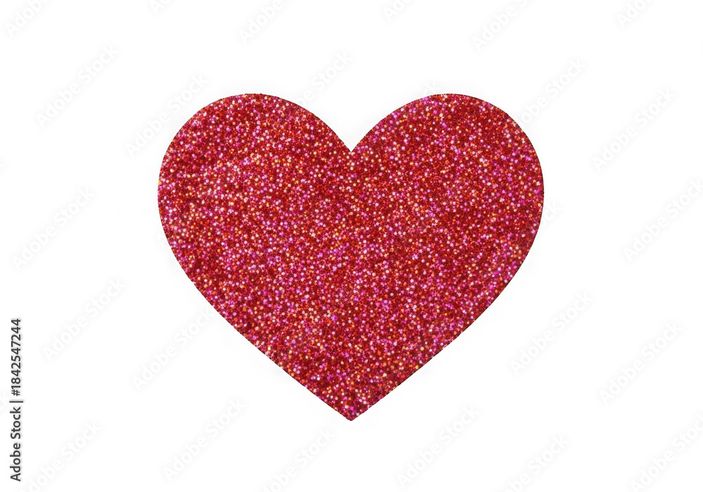 Obraz premium Sparkling Red Glitter Heart Isolated on White Background