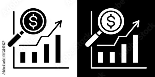 Market Trend  Icon Set White Style Collection