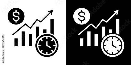 Real-Time Ticker  Icon Set White Style Collection