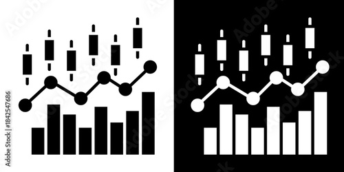 Trading Volume Bars  Icon Set White Style Collection