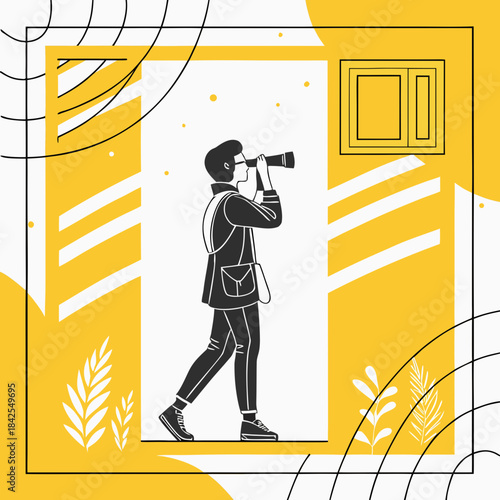 Silhouette vector illustration of a construction worker and a businessman, with a person holding a gun or a pistol