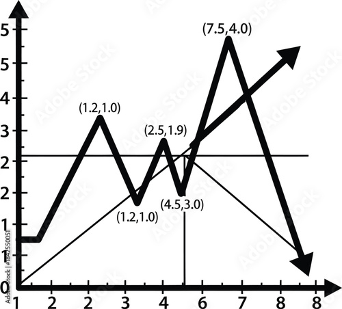 Mathematical Graph with Points and Lines Vector
