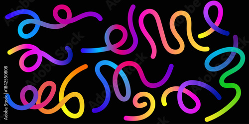 Colorful Vector Confetti. Abstract Background with Gradient Lines. 