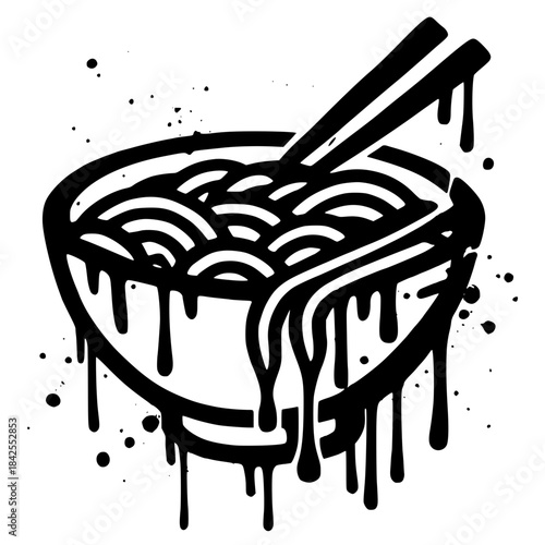 Graffiti Noodles Bowl Spray Paint Urban Food Illustration