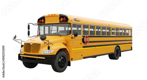 Bright yellow school bus ready to transport students safely on the road.