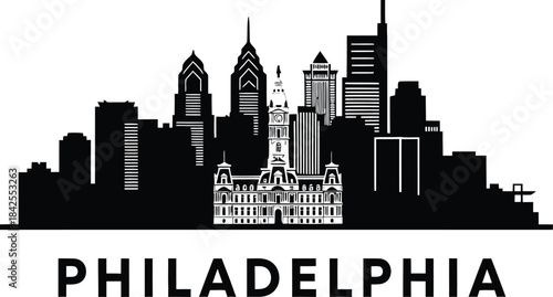 Philadelphia city skyline silhouette illustration
