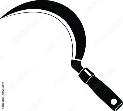 Curved sickle tool silhouette vector