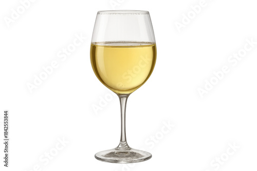 White wine glass full of chardonnay or sauvignon blanc, presenting alcoholic beverage for celebration, refreshment, party