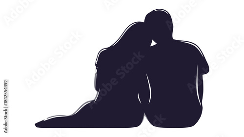 Silhouette of Intimacy: A tender silhouette captures a couple, their figures entwined in a moment of quiet closeness, leaning against each other.