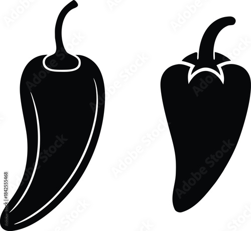pepper chili icons set silhouette vector illustration
