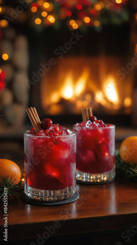 Christmas punch with cinnamon -generative ai