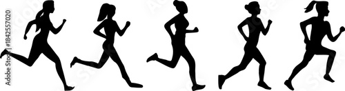 women from behind silhouettes in blocks editable vector illustration