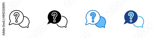 Question Bubbles Multiple Style Icon Design Vector - speech bubbles with a question mark, representing inquiry, confusion, and communication