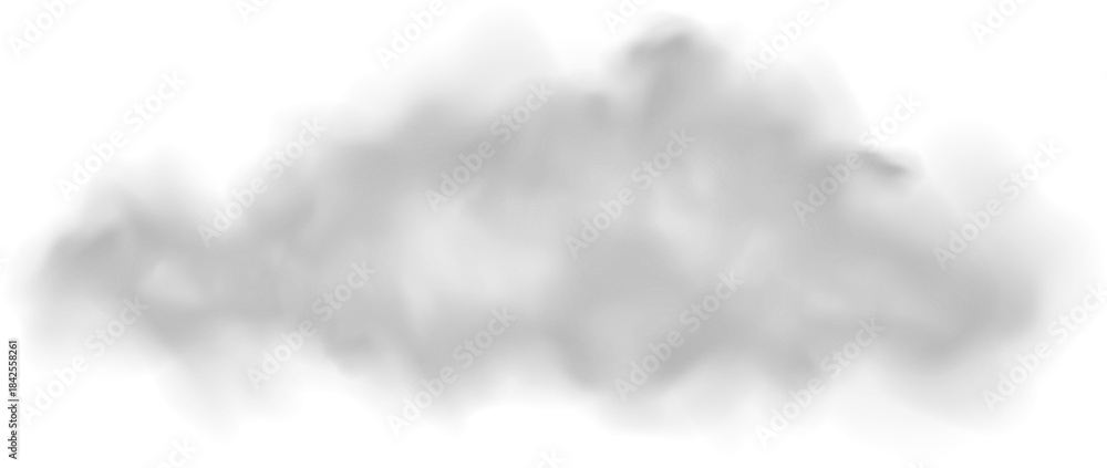 Fototapeta premium Realistic Cloud, Smoke or Fog. Fluffy Cloudscape. Color Overlay Transparent Cloud.