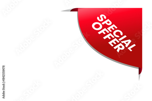 Special offer red corner banner tag, ideal for sales announcements, limited-time deals, and marketing campaigns