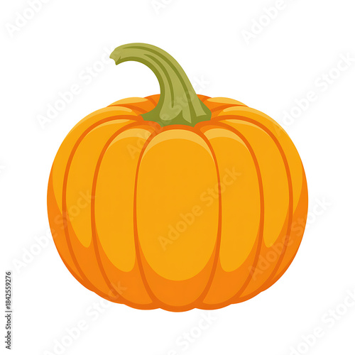 A vibrant orange pumpkin with a green stem isolated against a black background