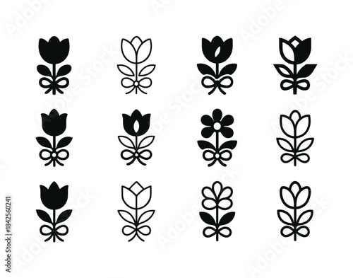 Floral Emblem Logos. Greet with flowers. Icon set. Set Logo of g
