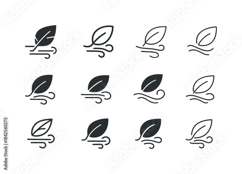 Chilly Breeze Icons. Chilly morning breeze. Icon set. Set Logo o