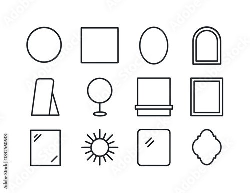 Home Mirror Icons. Home Mirrors. Line icon set of Home Mirrors: