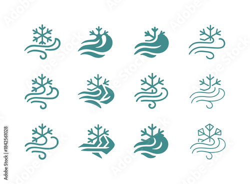 Chilly Breeze Icons. Chilly Morning Breeze. Icon set. Set Logo o