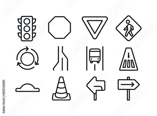Traffic Interaction Icons. self-driving cars