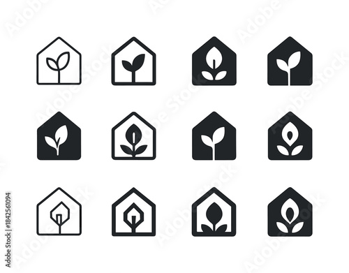 Greenhouse Logo Variations. greenhouse. Icon set. Set Logo of gr