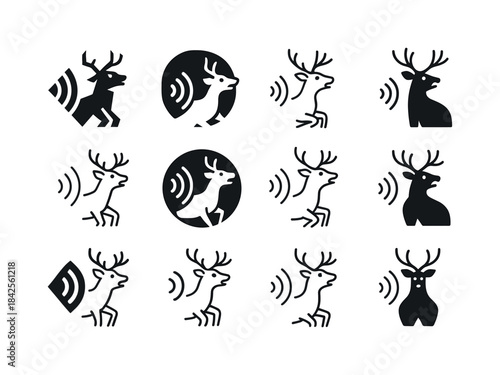 Wildlife Noise Impact Icons. noise pollution