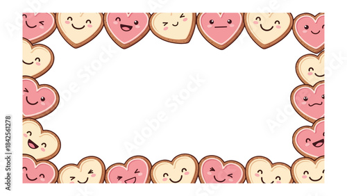 Love Heart Cookies Frame: A charming frame of delightful, smiling heart-shaped cookies, each one an embodiment of joy and affection.