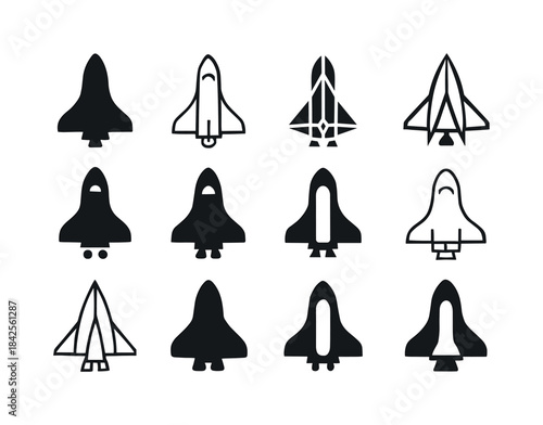 Space Shuttle Icon Set. space exploration. Icon set. Set Logo of