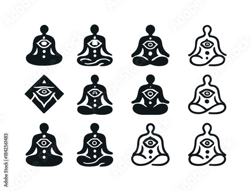 Chakra Energy Icons. energy flow in human body (chakra represent