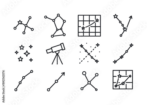 Constellation Line Art. Constellations. Line icon set of Constel