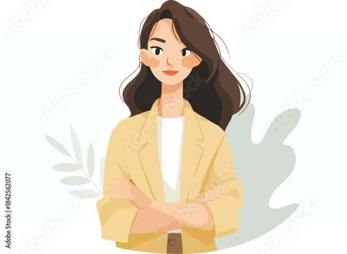 Confident Young Woman in Yellow Blazer