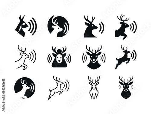 Wildlife Noise Impact Icons. noise pollution