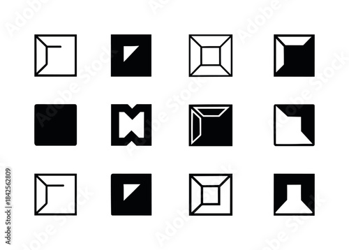 Mirror Corner Icons. mirror corner. Icon set. Set Logo of mirror
