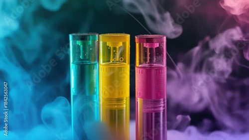 An artistic representation of the vaping process with vibrant colors and misty vapor