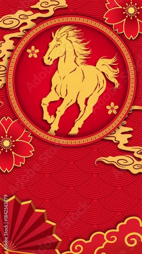 vertical lunar year background animation template