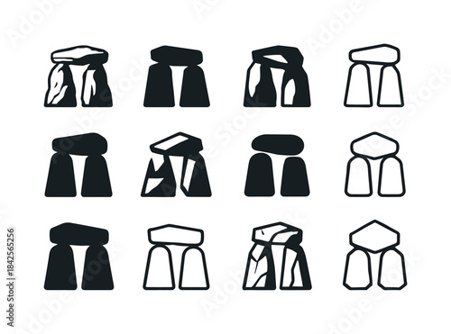 Rock Formation Icons. Rock Formations. Icon set. Set Logo of Roc