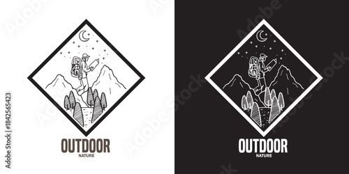 Camping and Hiking Outdoor Logo Badge Nature Explorer Vector