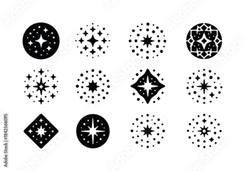 Star Cluster Logos. Star clusters. Icon set. Set Logo of star cl