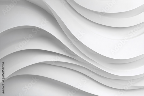 elegant white abstract background with flowing wavy curves and subtle shadows
