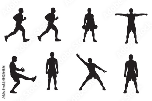 Fitness Silhouette Bundle Male & Female Workout Gym Yoga Exercise Vector Set