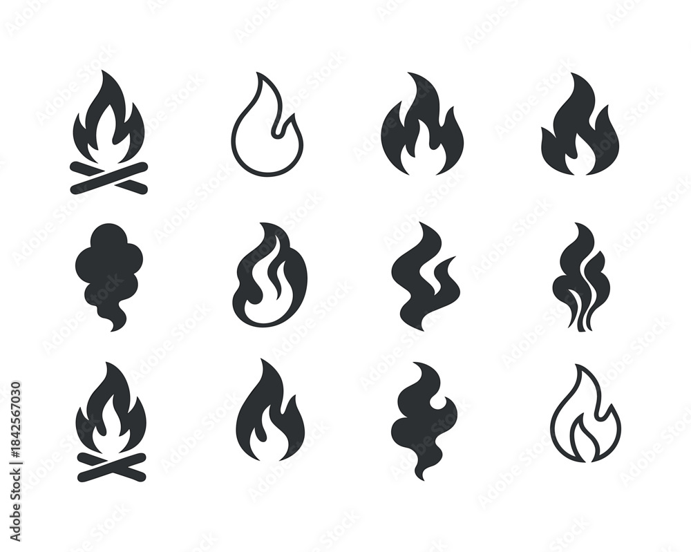 Obraz premium Flames and Smoke Logos. flames and smoke. Icon set. Set Logo of
