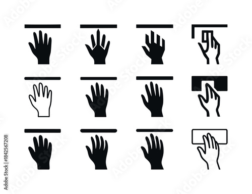 Reaching Hand Icons. Reaching for Something on a High Shelf. Ico
