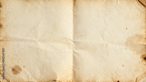 Aged vintage cream paper texture with coffee stains and subtle wrinkles