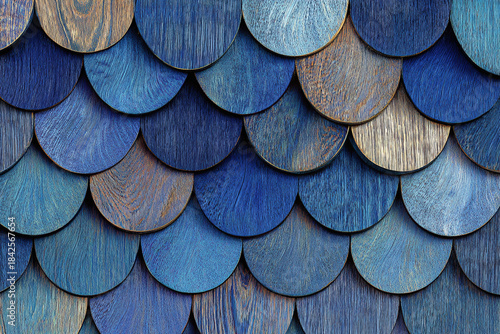 abstract blue wooden scales texture pattern