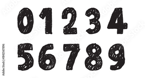 Chalk drawing kids numbers hand drawn pencil black textured