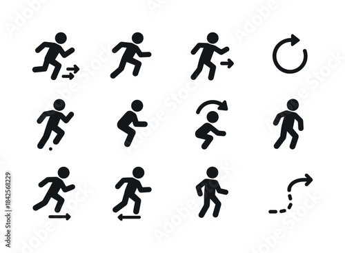 Body Combat Icons. Body combat movement. Solid icon set of body