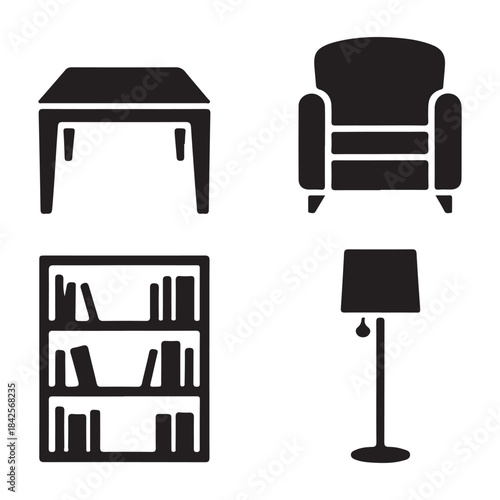 Comfortable armchair silhouette icon for cozy living room furniture illustration